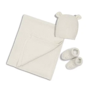 Set 3 piezas: toca, gorro y peucos Beige