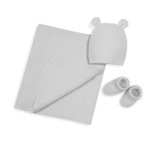 Set 3 piezas: toca, gorro y peucos Gris