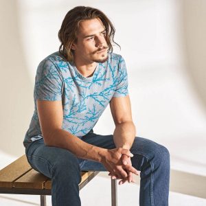 Camiseta de cáñamo estampado coral