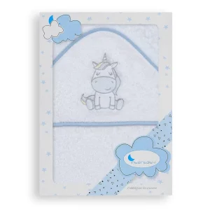 Capa de Baño Modelo Unicornio Color Blanco-Azul
