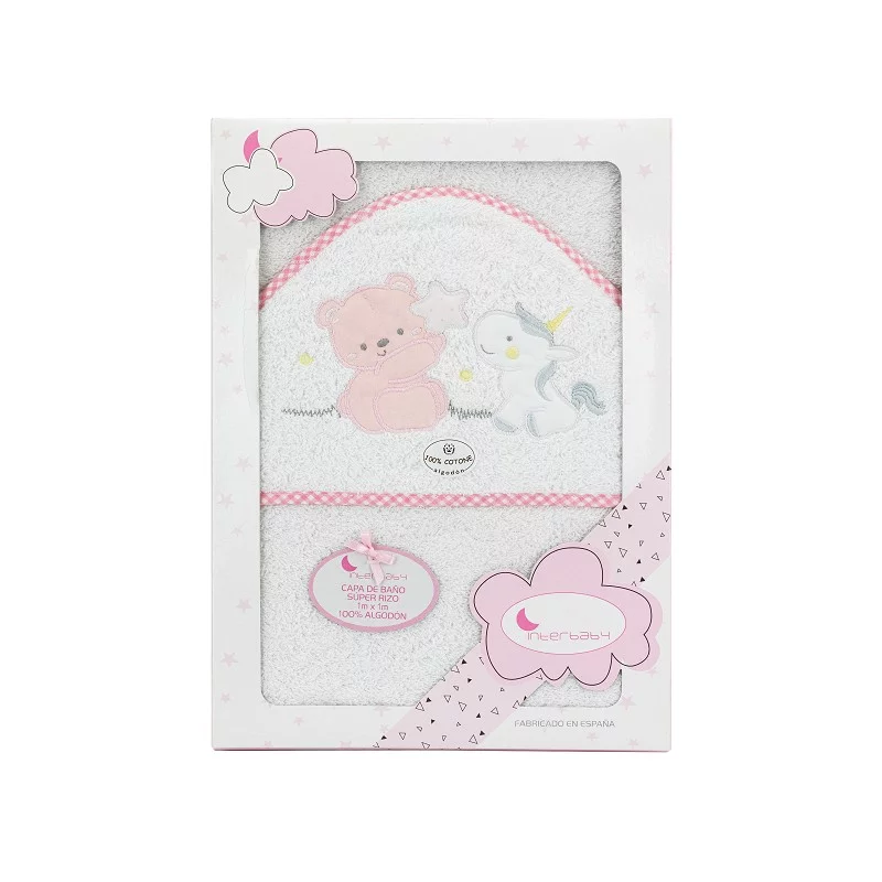 Capa de Baño Modelo Oso Unicornio Color Blanco-Rosa