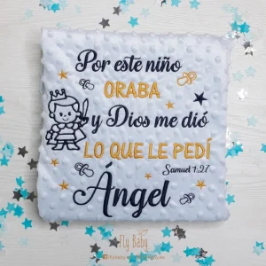 Manta para bebé personalizada | Por este niño oraba y Dios me dió lo que le pedí