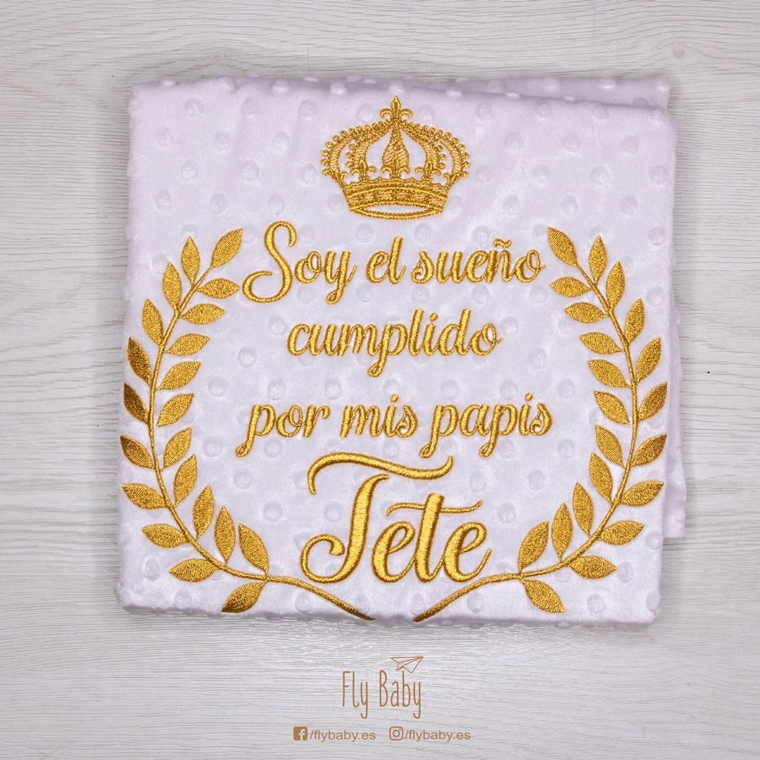 Manta para bebé personalizada | Soy el sueño cumplido de mis papis – DIAMOND - Imagen 2