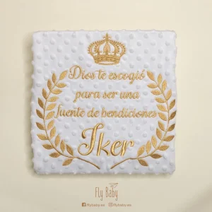 Manta para bebé blanca / Dios te escogió para ser una fuente de bendiciones – COLECCIÓN DIAMOND