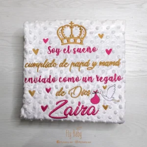 Manta para bebé Blanca | Soy el sueño cumplido de papá y mamá enviado como un regalo de dios