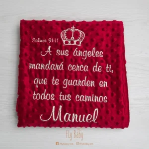 Manta para bebé roja | A sus ángeles mandará cerca de ti, que te guarden en todos tus caminos.