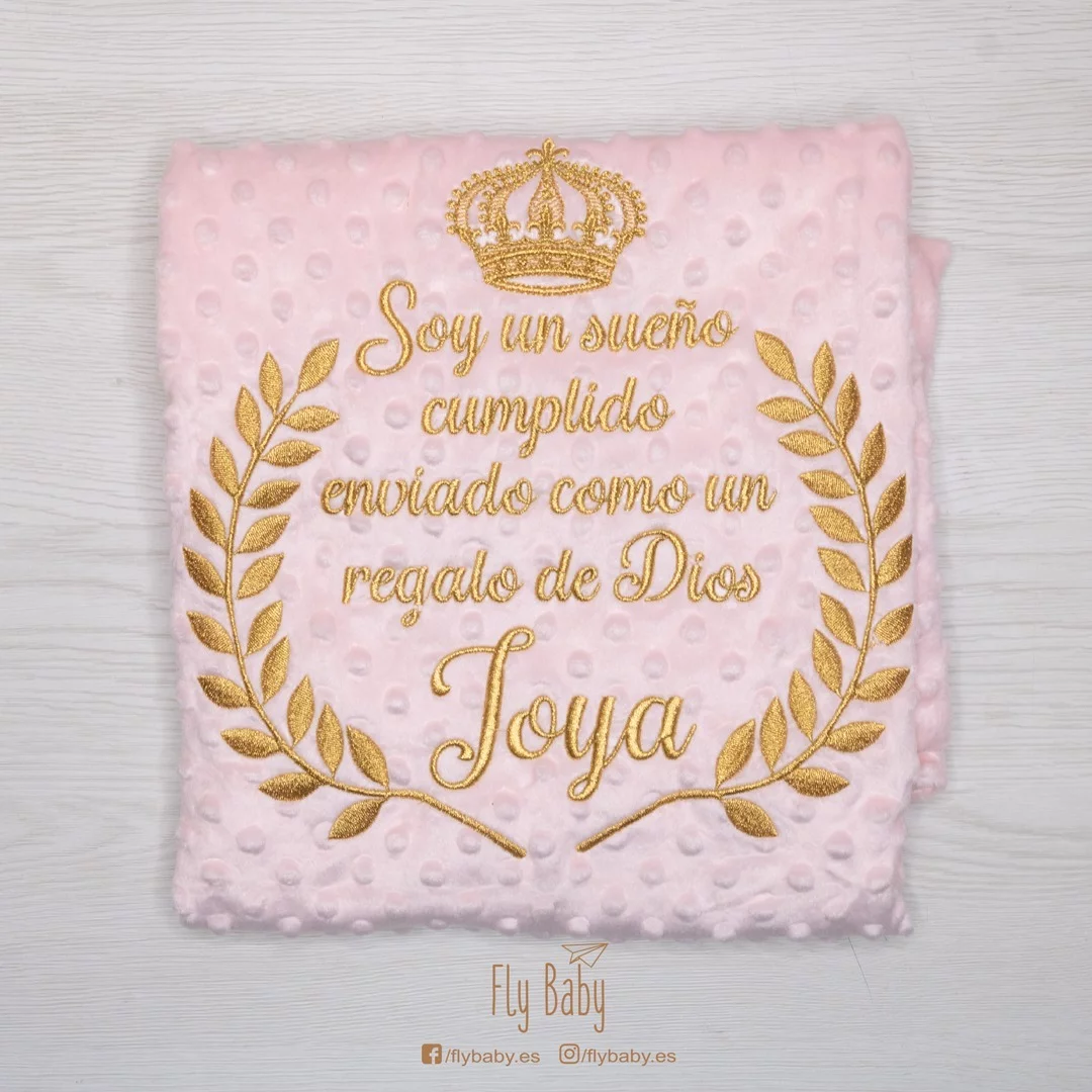 Manta para bebé rosa / Soy un sueño cumplido enviado como un regalo de dios – COLECCIÓN DIAMOND - Imagen 2