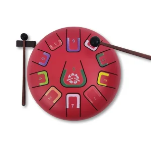 TAMBOR TAMBÚ CON 11 LENGÜETAS METÁLICAS ·ROJO MATE·